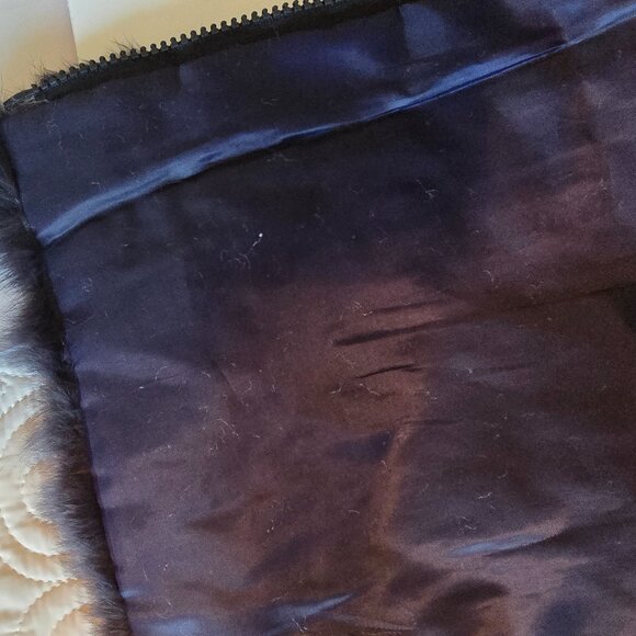 COCO+CARMEN Angora Fur Vest Women S/M Navy Lined full Zip Front Sleeveless - Picture 11 of 15